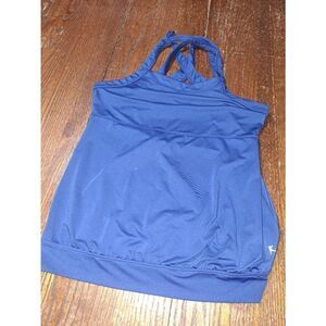 Large Size 12-14 Stadium Blue Sleeveless Strappy Yoga Fitness Workout Shirt Top